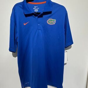 Nike Mens Blue Florida Gators Dri-Fit Collared Short Sleeve Polo Shirt Large NWT